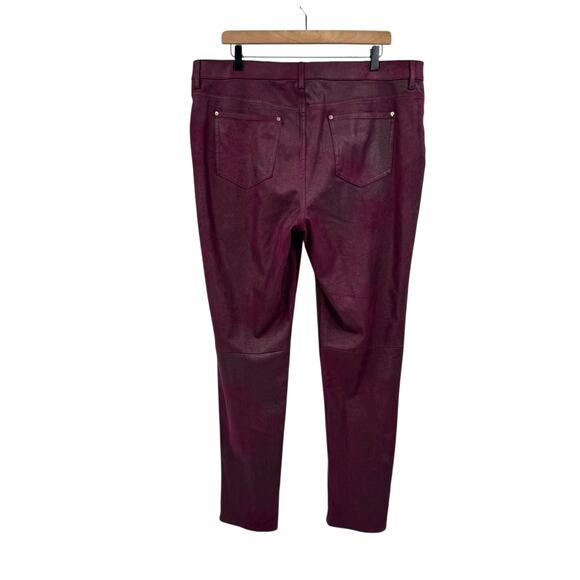 Chico’s Sz 2.5 Wine Purple Faux Knit Suede Shimmer Slim Straight Leg Pants - Picture 4 of 10